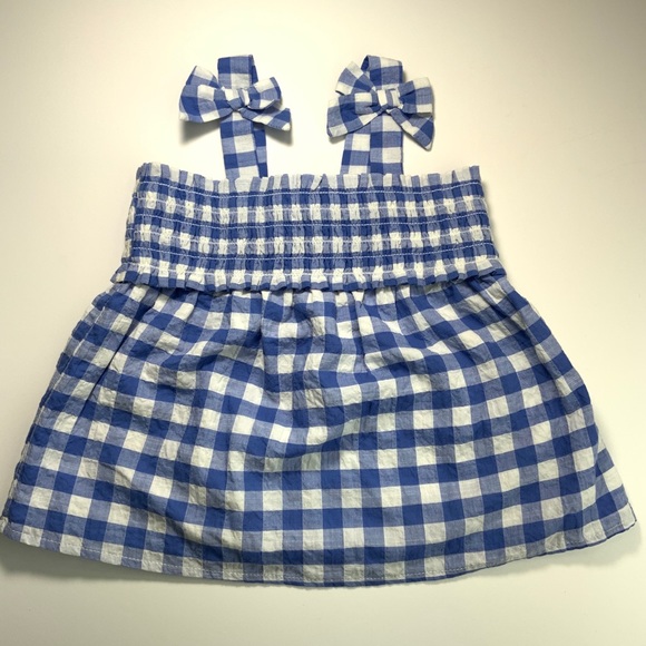 Cat & Jack Girl’s Blue Smocked Gingham Tank Top